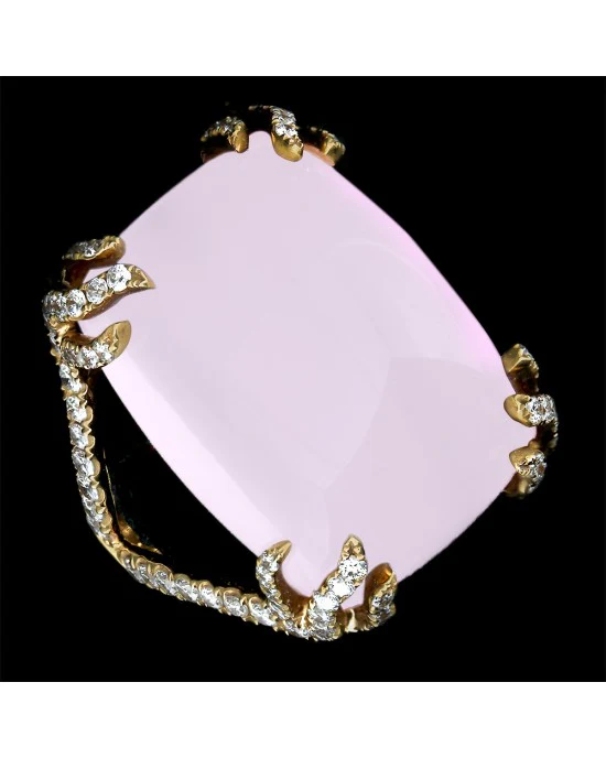 30.37ct Rose Quartz and 1.07ctw Pave Diamond Ring in 18K Rose Gold - Image 4