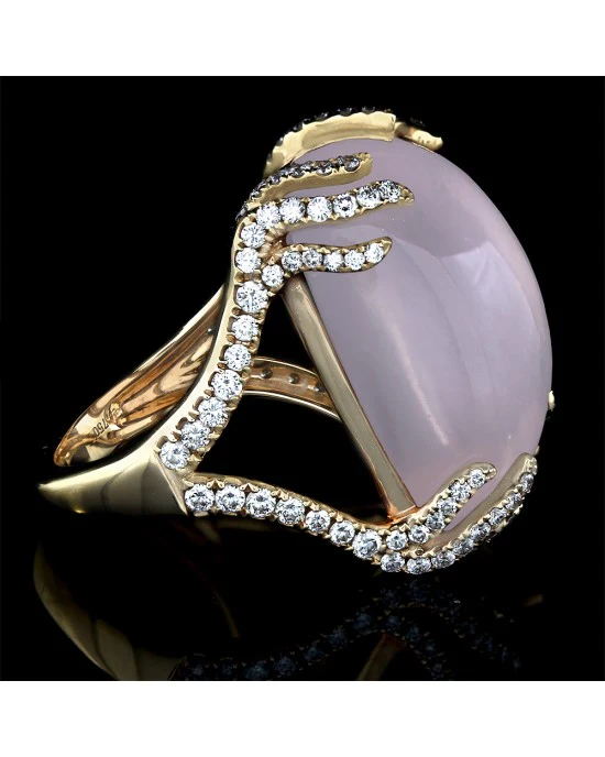 30.37ct Rose Quartz and 1.07ctw Pave Diamond Ring in 18K Rose Gold - Image 5