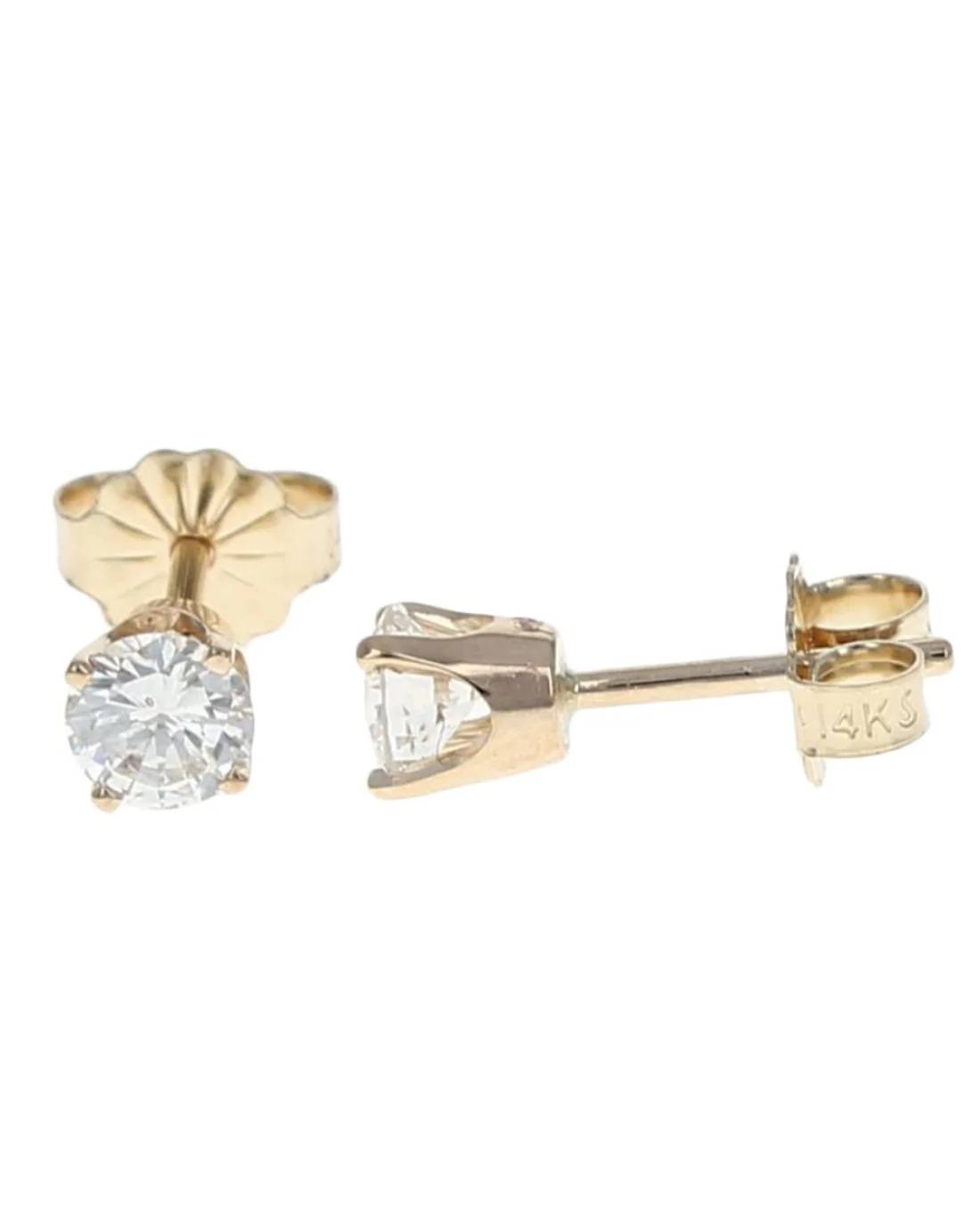 4 Prong Round Diamond Studs - Image 2