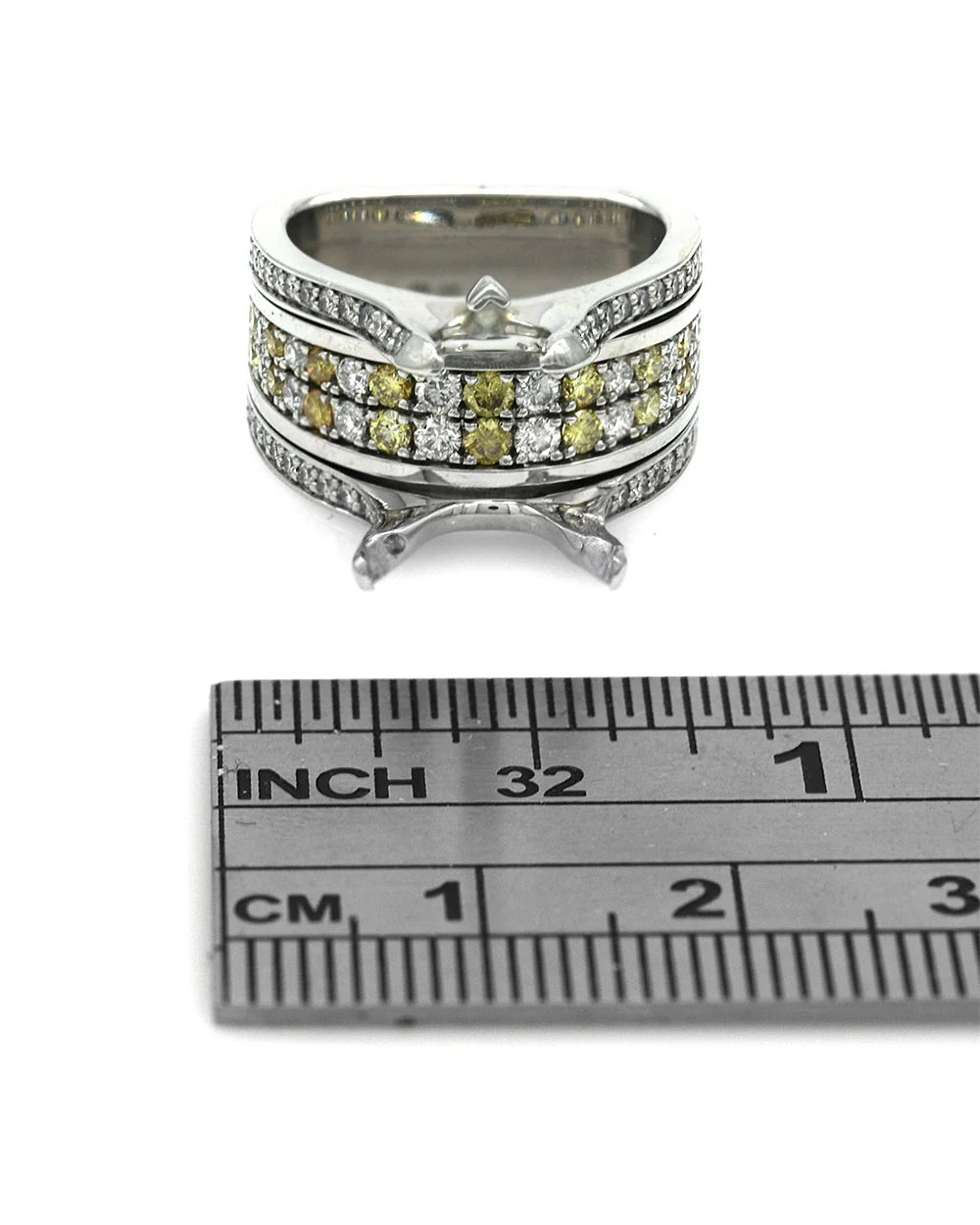 4 Row Alternating Irradiated Fancy Yellow and White Diamond Semi Mounting in Platinum - Image 3