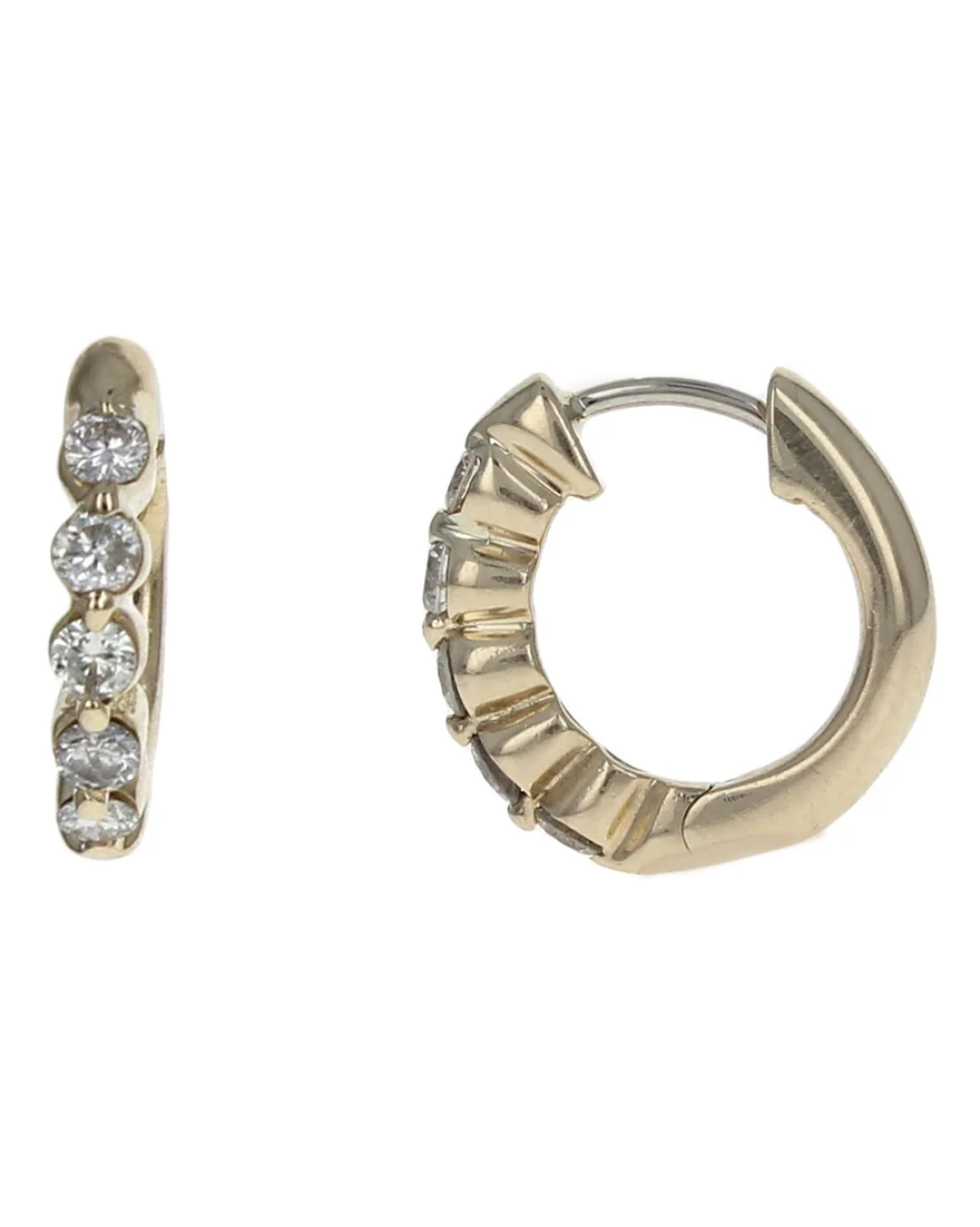 5 Stone Diamond Small Hoop Earrings - Image 2