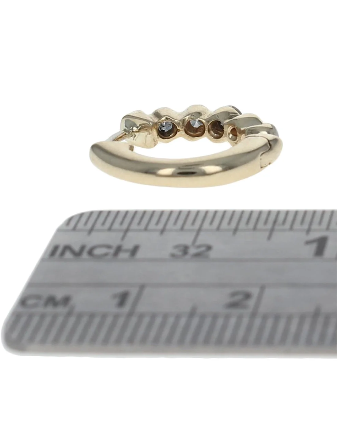 5 Stone Diamond Small Hoop Earrings - Image 3