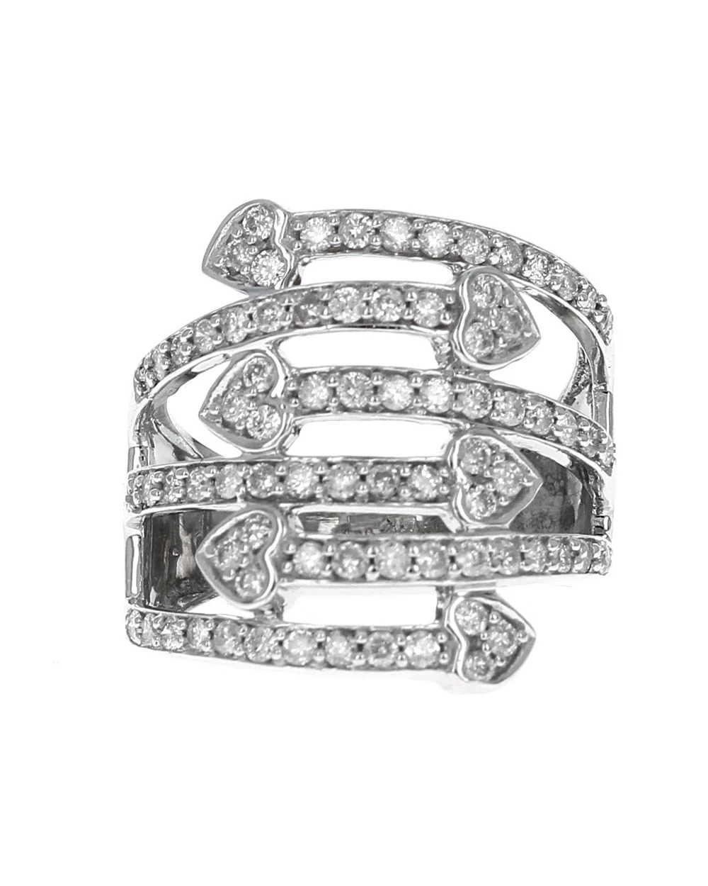6 Row Diamond Bypass Arrow Ring - Image 2