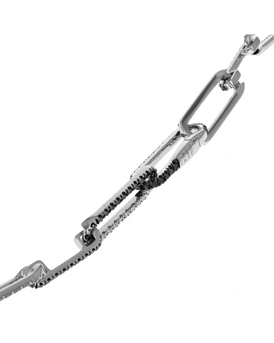 A. Link Black & White Diamond Paperclip Bracelet - Image 2