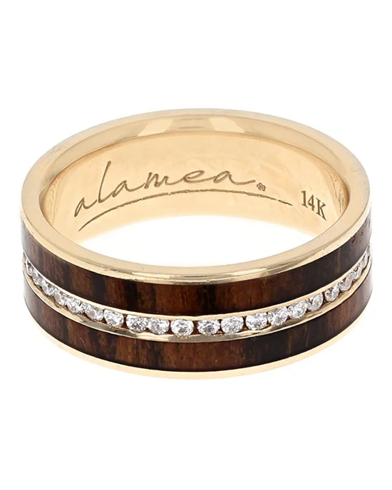 Alamea Gentleman's Bocote Wood and Diamond Eternity Band - Image 2