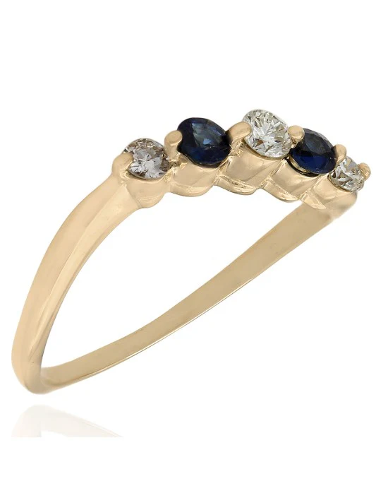 Alternating Diamond and Sapphire Stack Ring