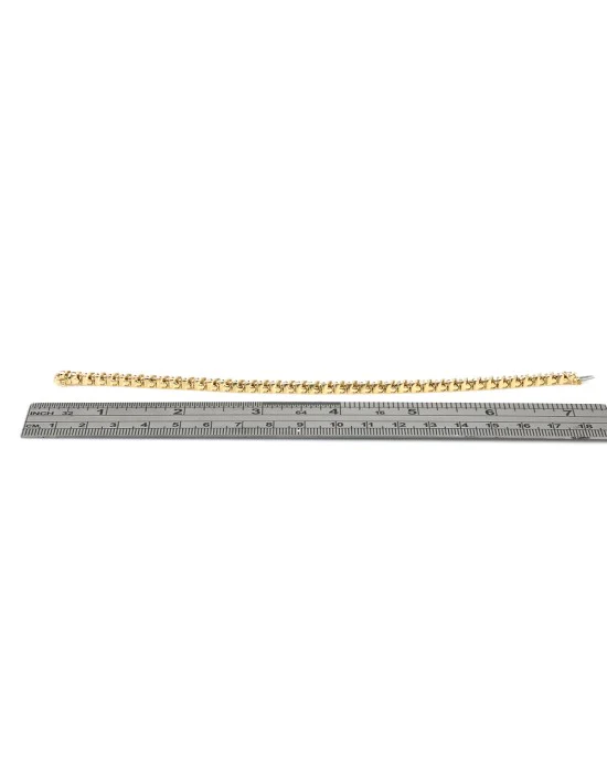 Alternating Diamond S Curve Link Inline Bracelet in Yellow Gold - Image 3