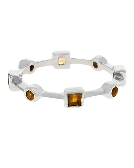 Alternating Round and Square Citrine Stack Ring - Image 2