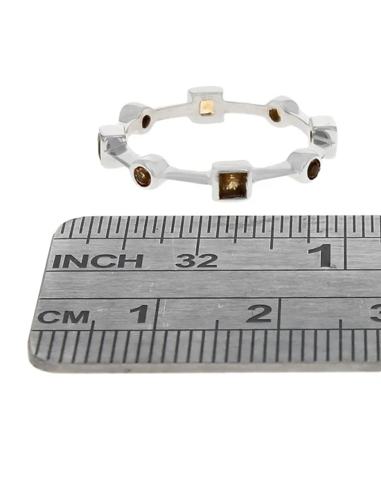Alternating Round and Square Citrine Stack Ring - Image 3