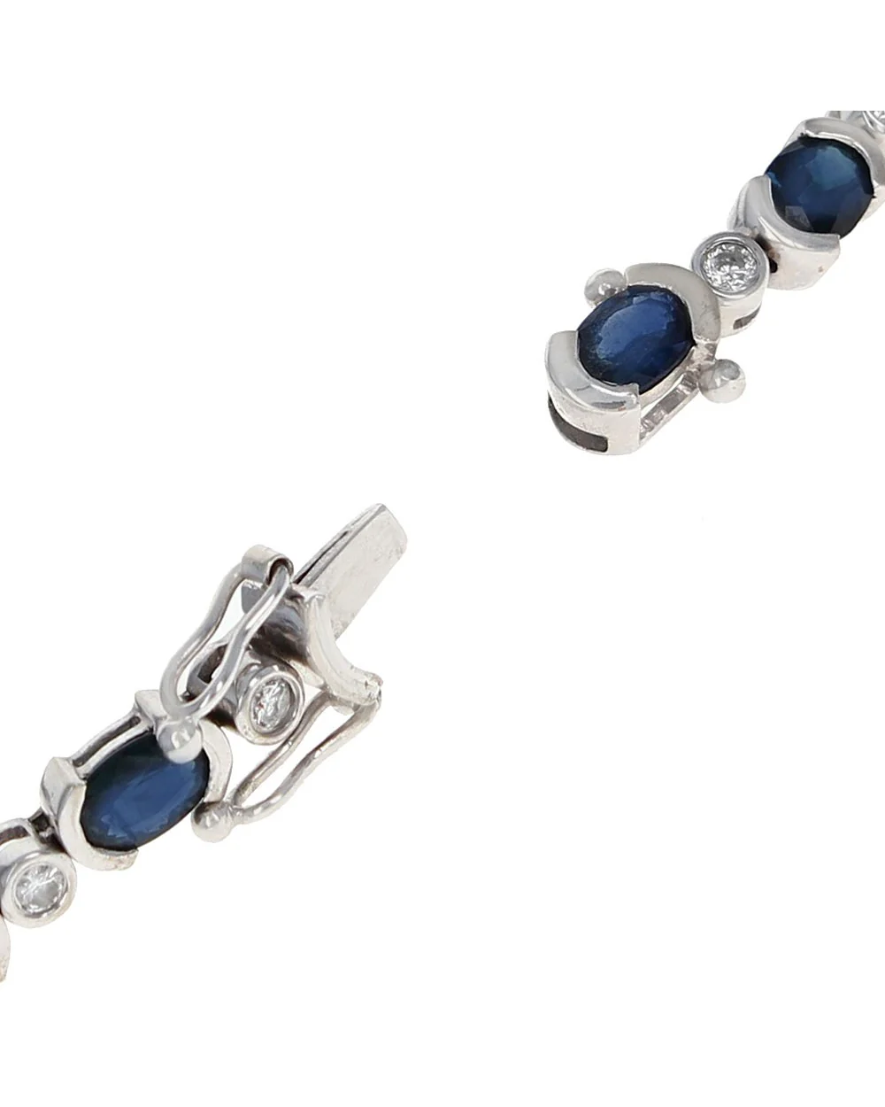 Alternating Sapphire and Diamond Inline Bracelet - Image 2