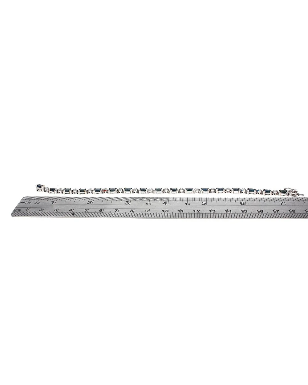 Alternating Sapphire and Diamond Inline Bracelet - Image 3