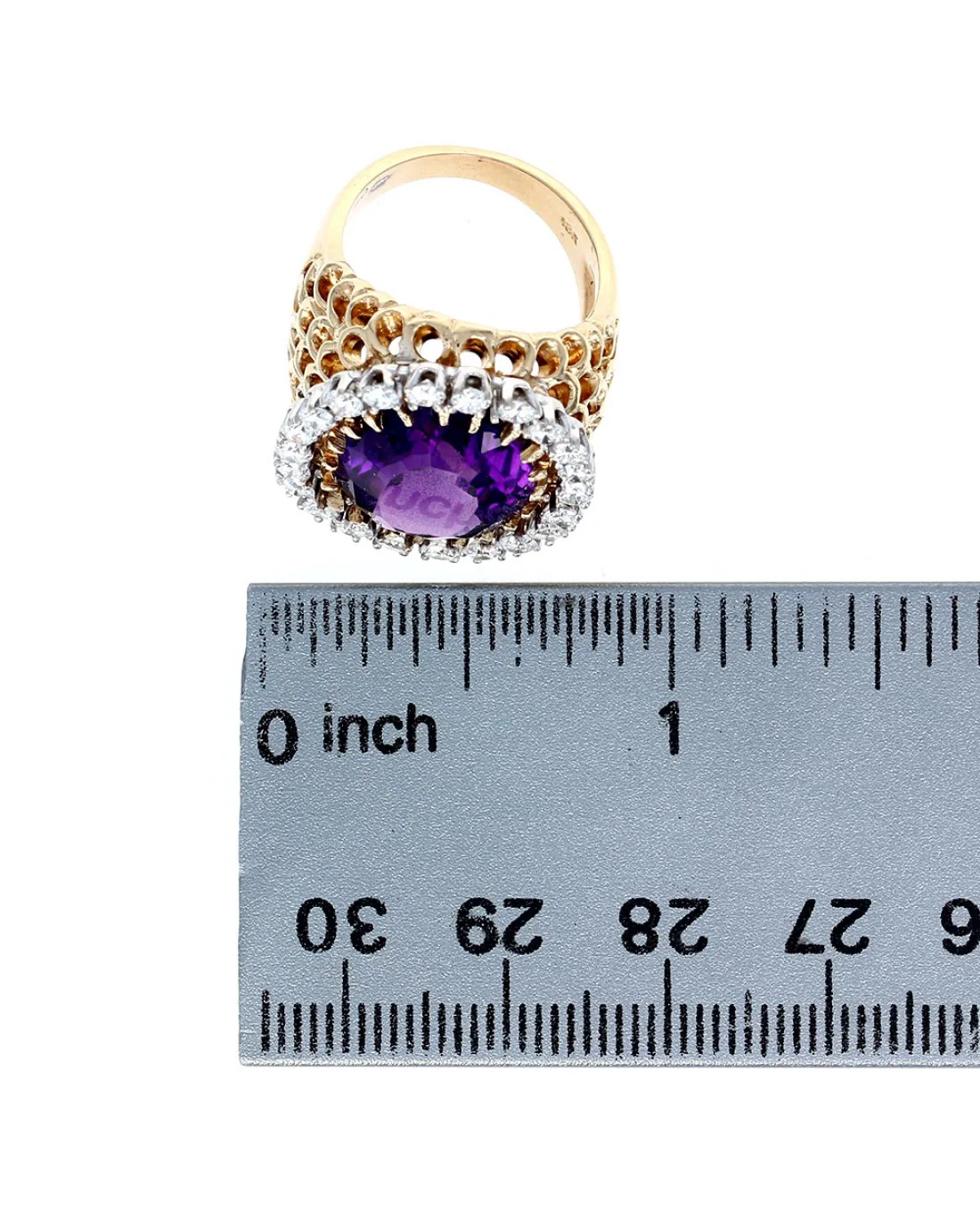 Amethyst and Diamond Halo Statement Ring - Image 3