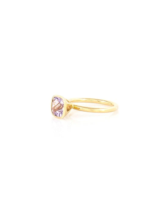 Amethyst Solitaire Stackable Ring in Gold - Image 2