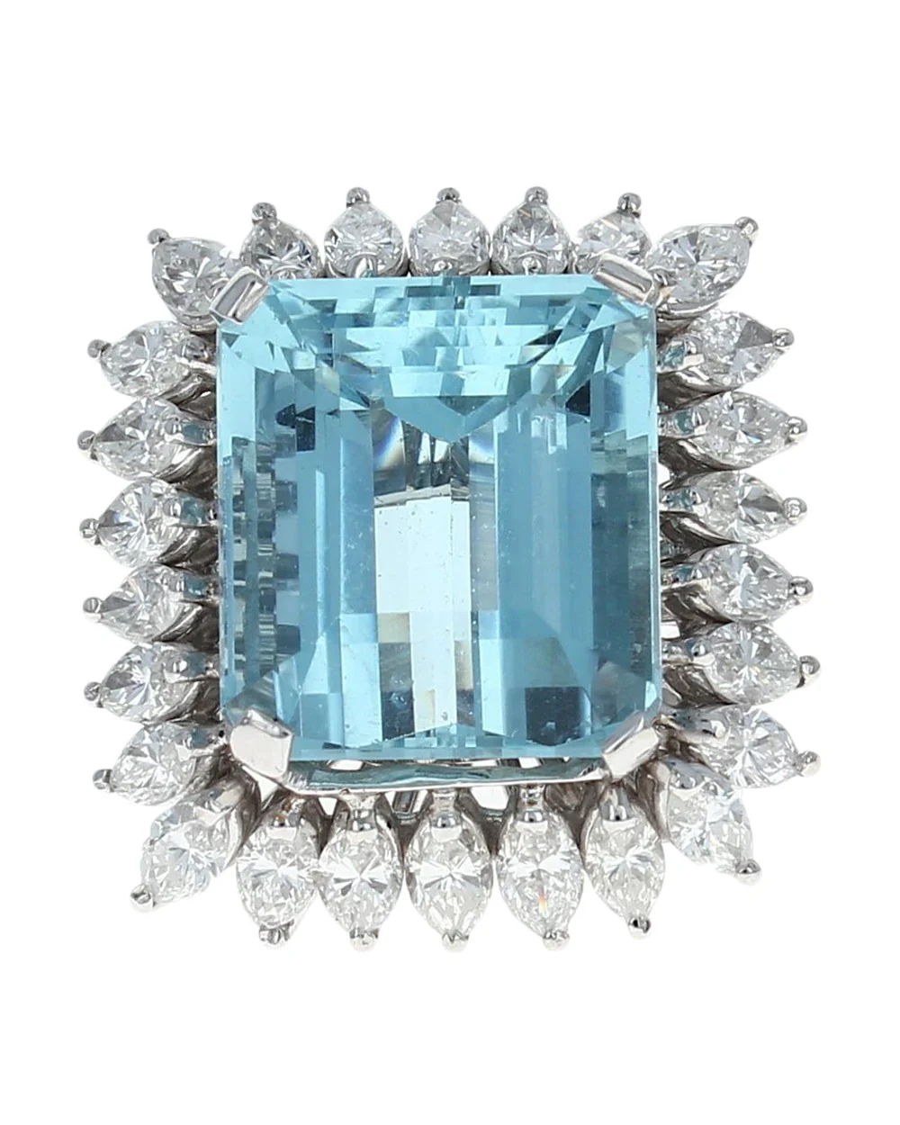 Aquamarine and Diamond Halo Ring - Image 2