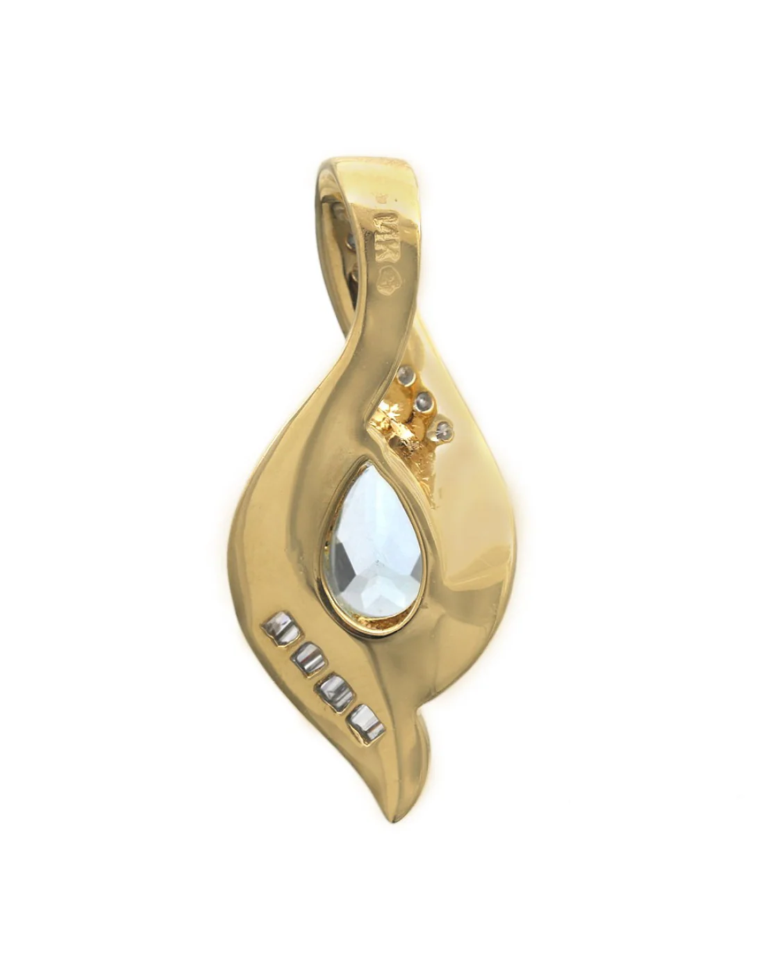 Aquamarine and Diamond Slider Pendant in White and Yellow Gold - Image 2