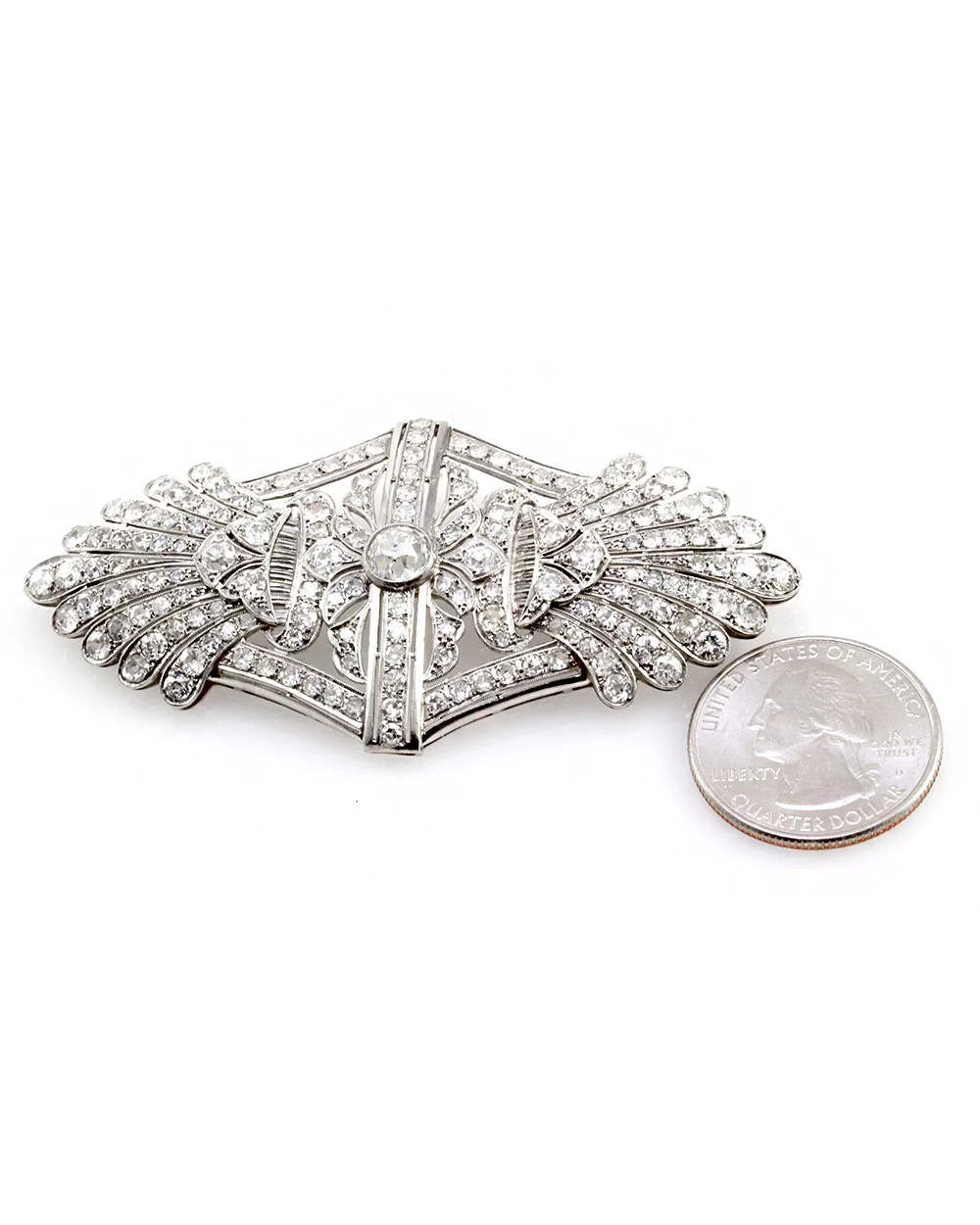 Art Deco Pave Diamond Brooch in Platinum - Image 2