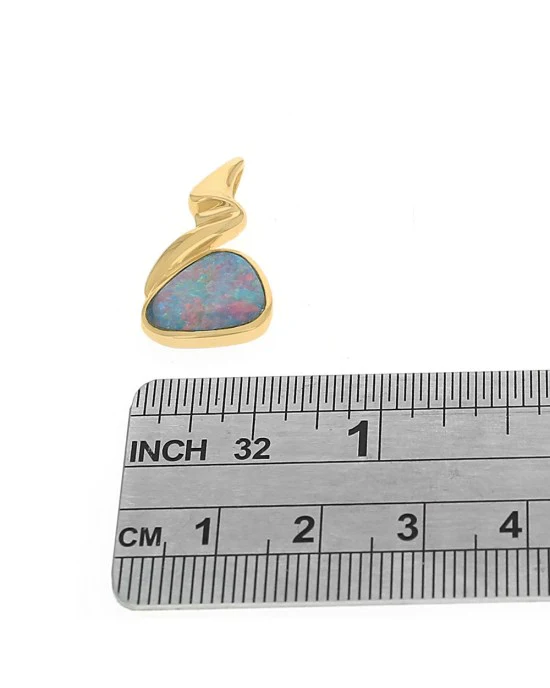 Australian Boulder Opal Squiggle Pendant in Yellow Gold - Image 3