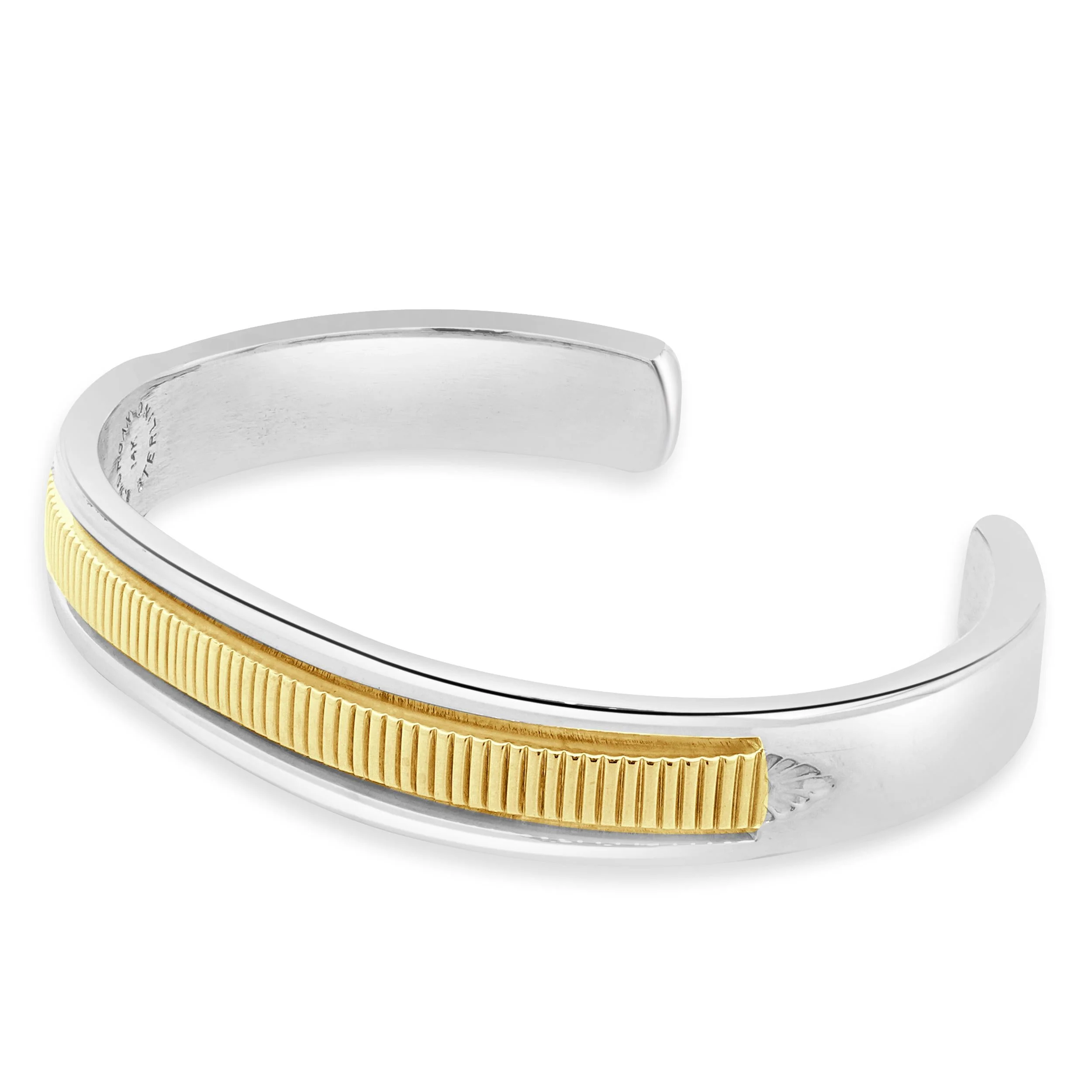 B. Morgan Native American Sterling Silver & 14 Karat Yellow Gold Cuff Bracelet - Image 2