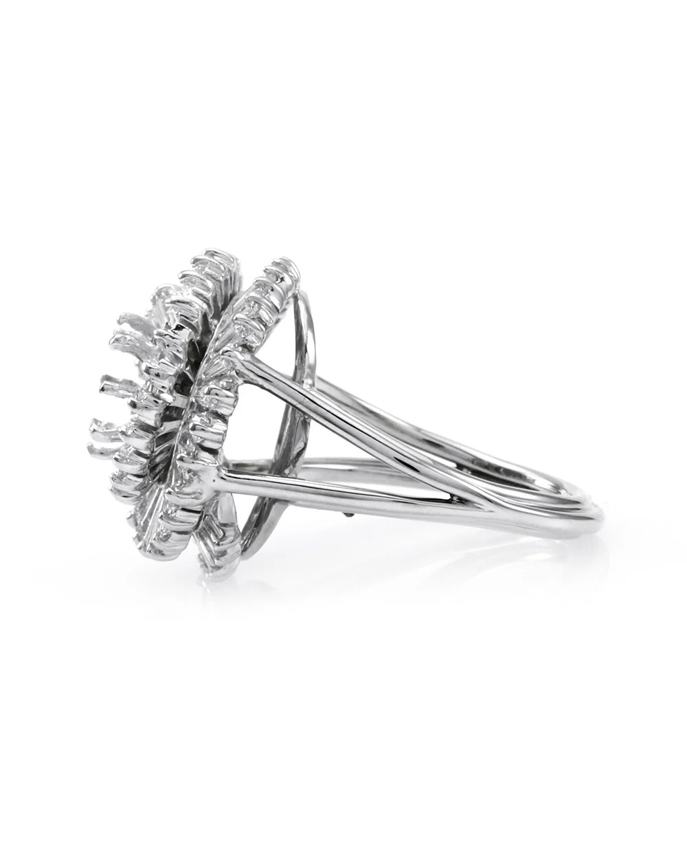 Baguette Diamond Spiral Engagement Ring Mounting in Platinum - Image 4