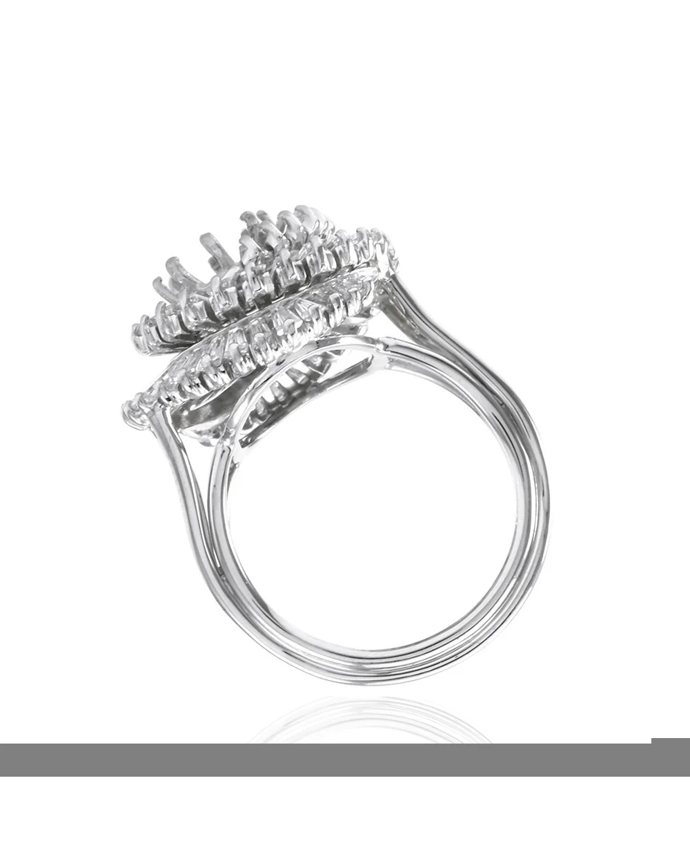 Baguette Diamond Spiral Engagement Ring Mounting in Platinum - Image 5