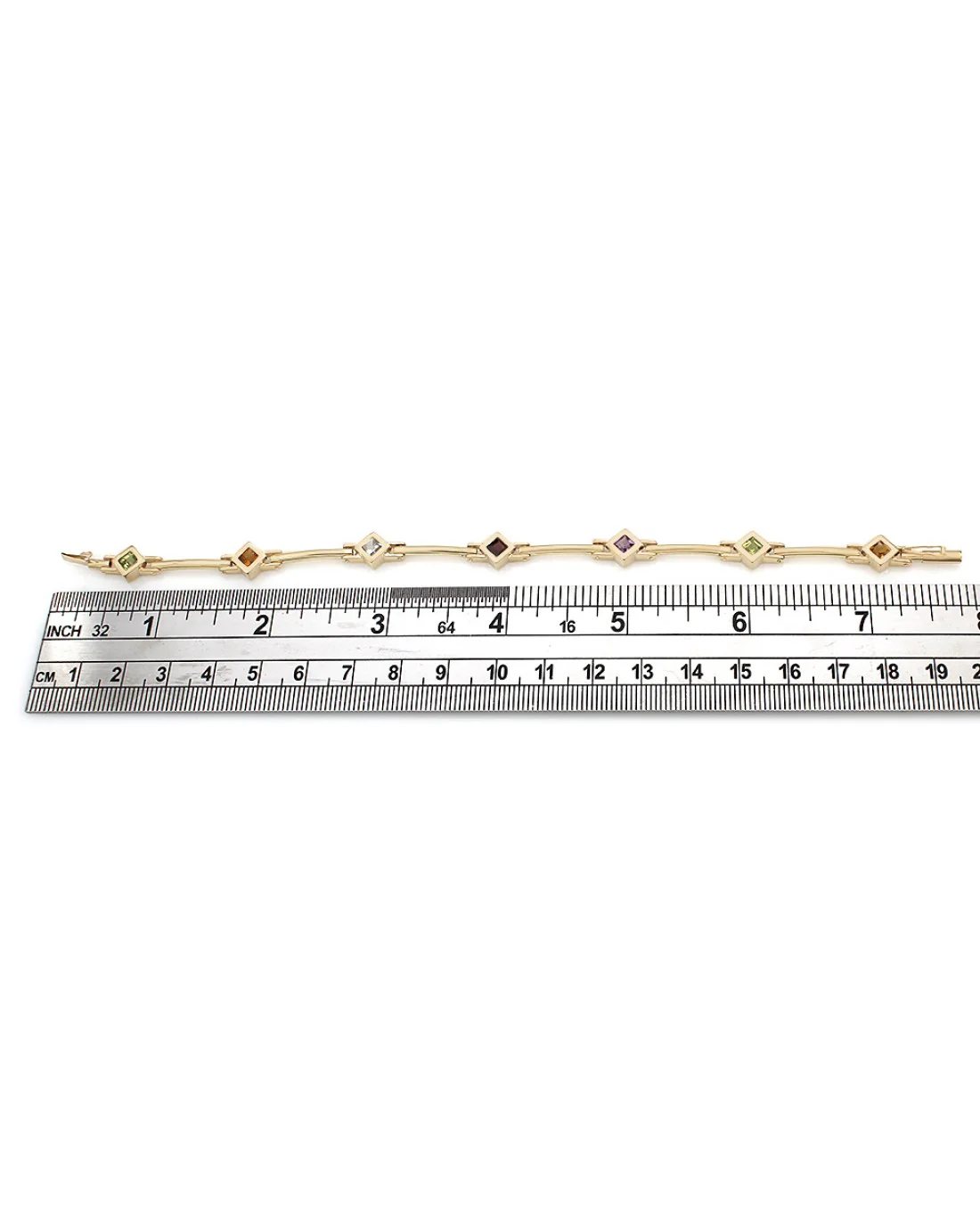 Bar Link Multi Color Gem Inline Bracelet - Image 3