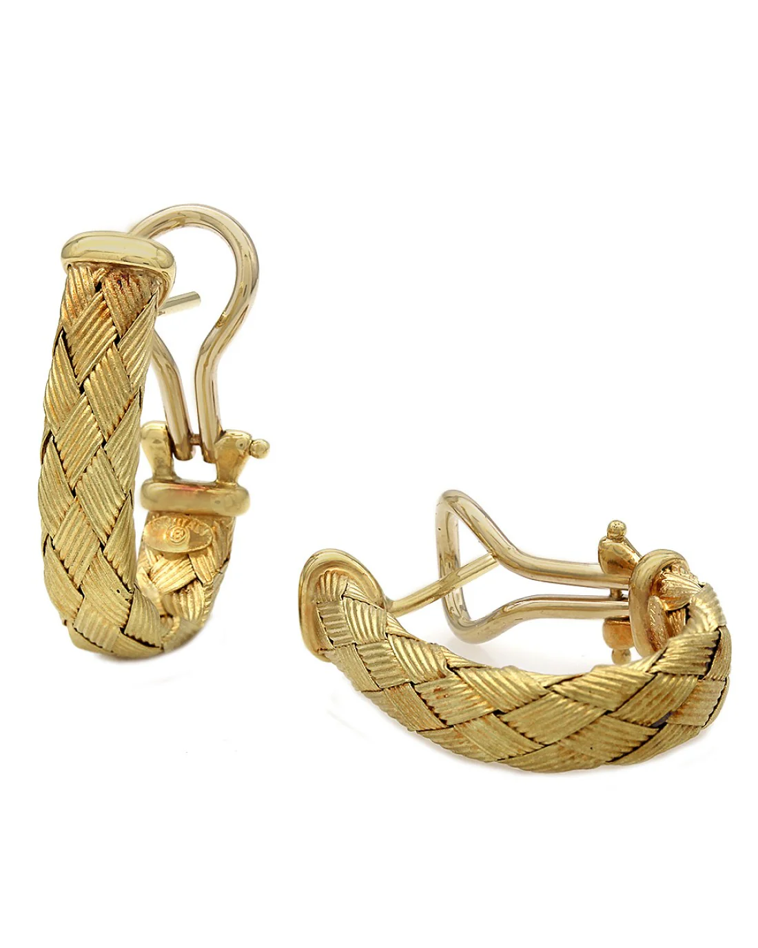 Basket Weave J Earrings in Gold - Image 2