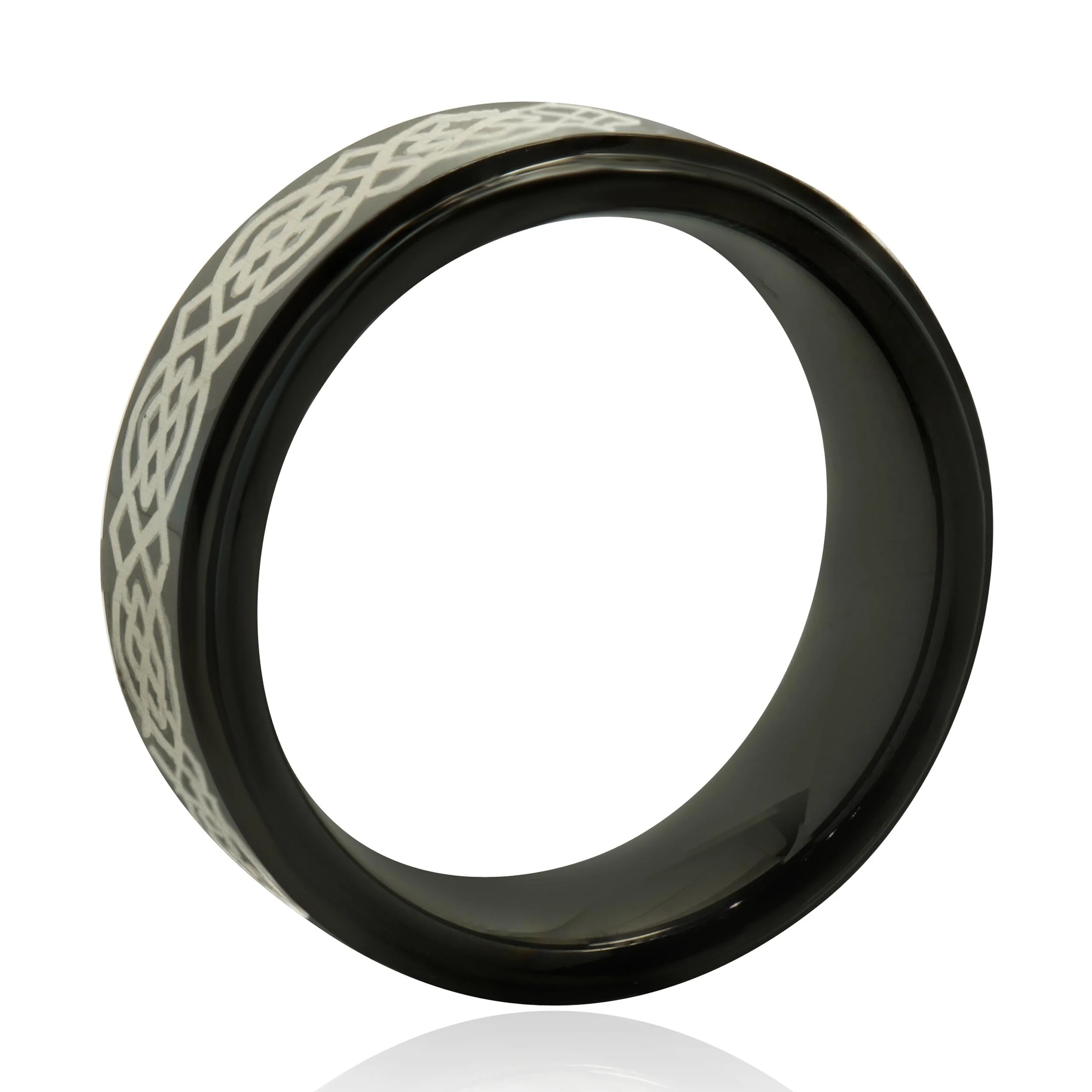 Black 8MM Tungsten Celtic Knot Ring - Image 3
