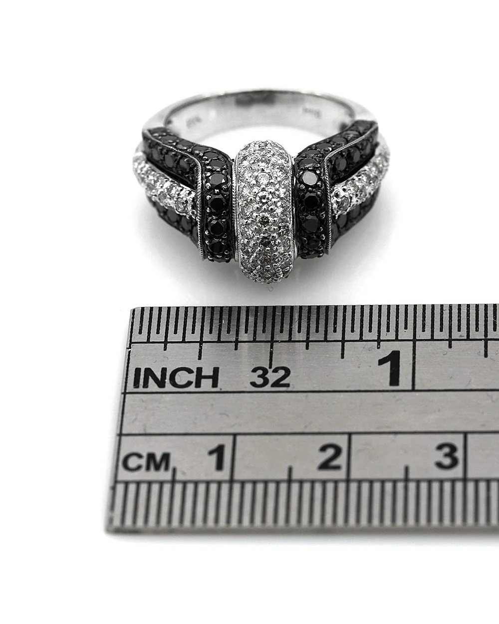 Black and White Diamond Pave Fashion Ring - Image 3