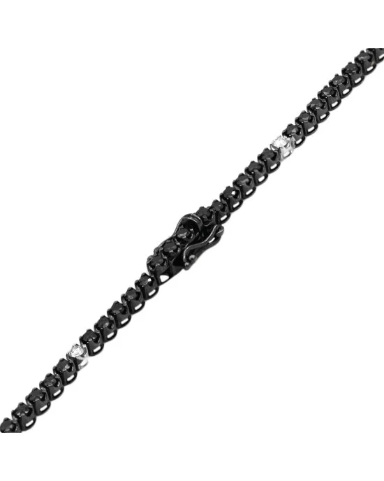 Black Diamond Inline Necklace with White Diamond Stations - Image 2