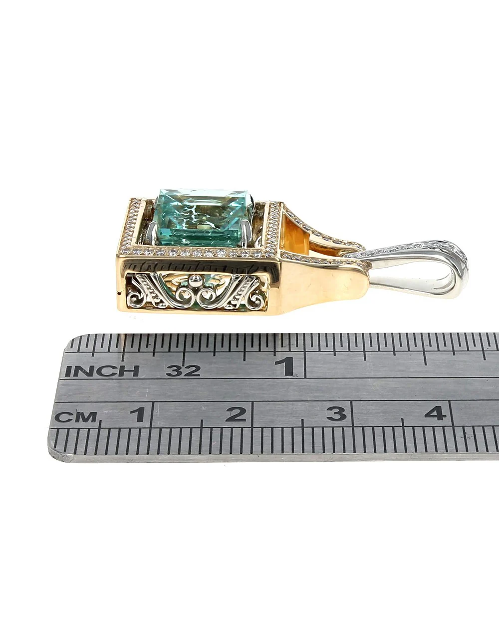 Blue Green Tourmaline and Diamond Pendant - Image 3