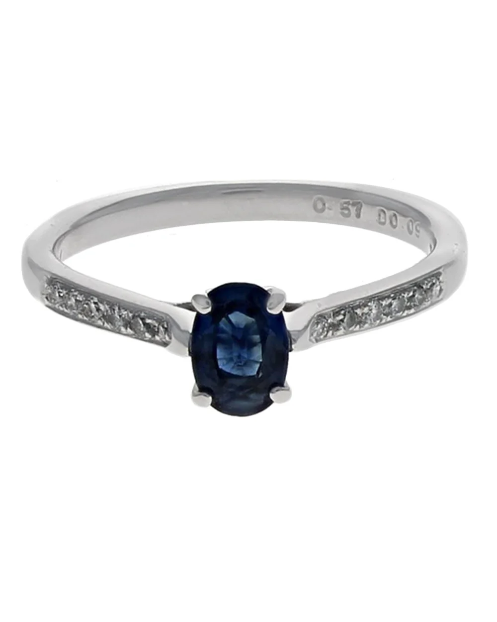 Blue Sapphire and Diamond Ring in White Gold - Image 2