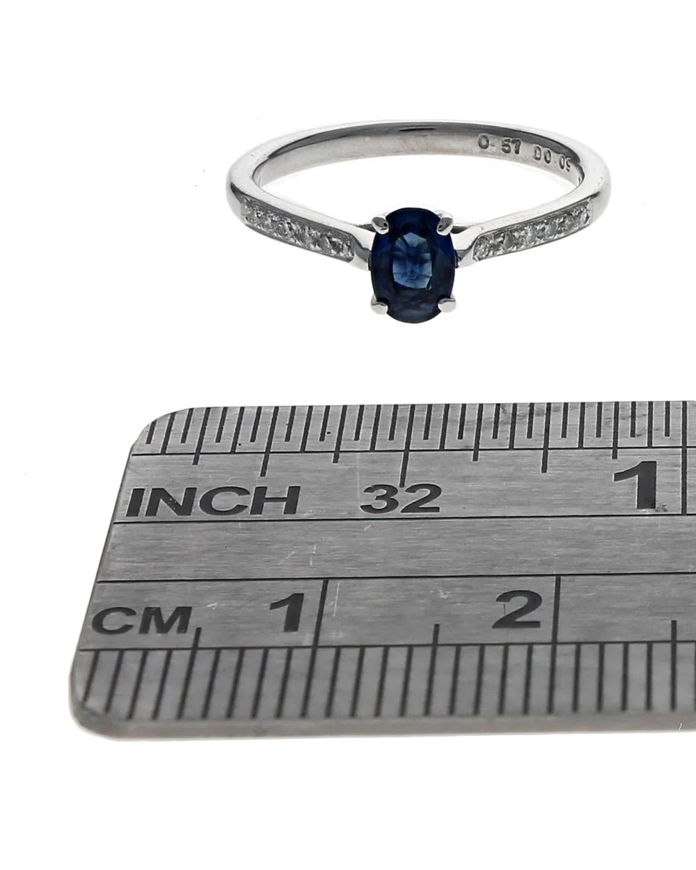 Blue Sapphire and Diamond Ring in White Gold - Image 3
