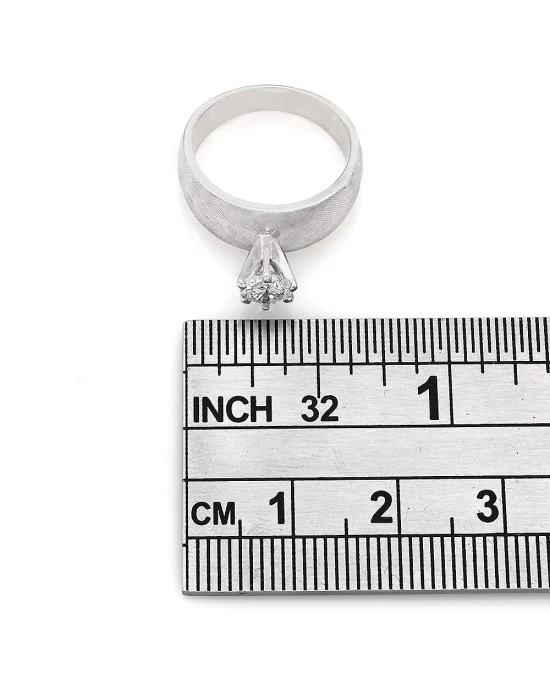 Brushed Finish Diamond Solitaire Engagement Ring - Image 3
