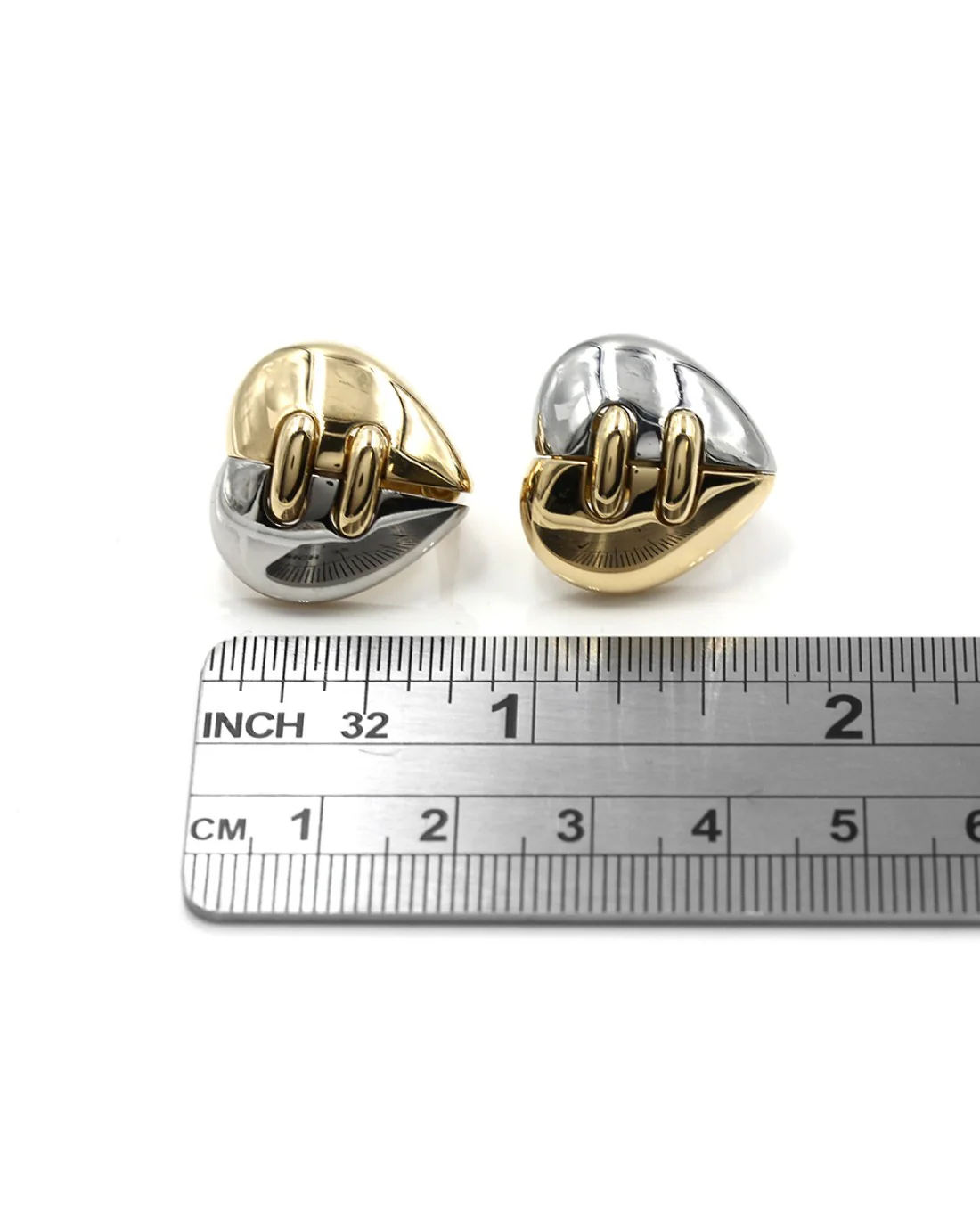 Bvlgari Dome Heart Earrings in Gold and Steel - Image 3