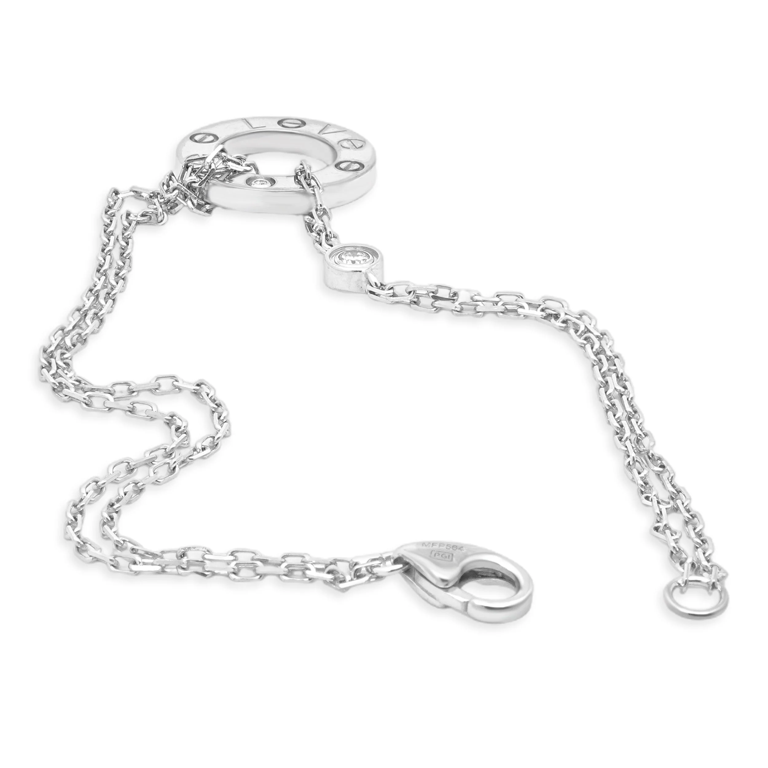 Cartier 18 Karat White Gold Diamond Love Circle Bracelet - Image 3