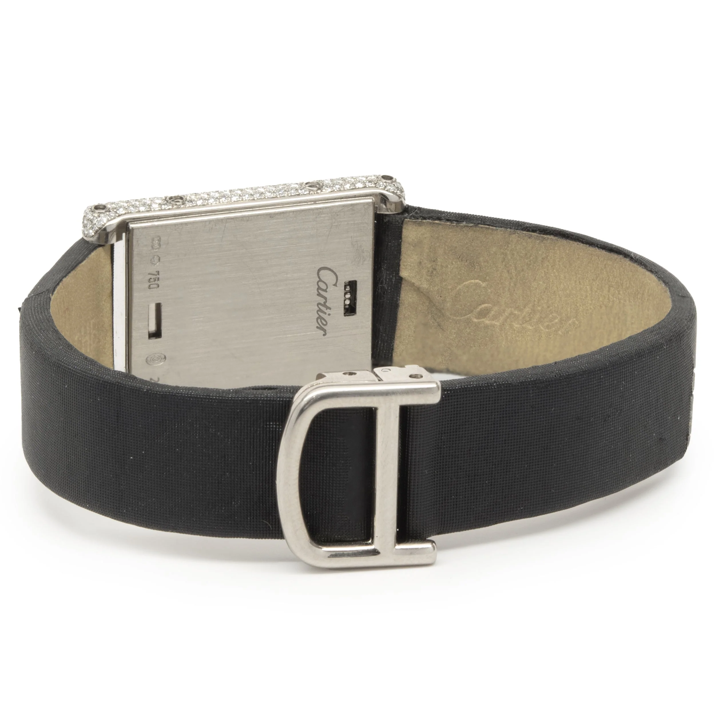Cartier 18 Karat White Gold Tank Basculante Diamond and Black Onyx Flip Top - Image 3