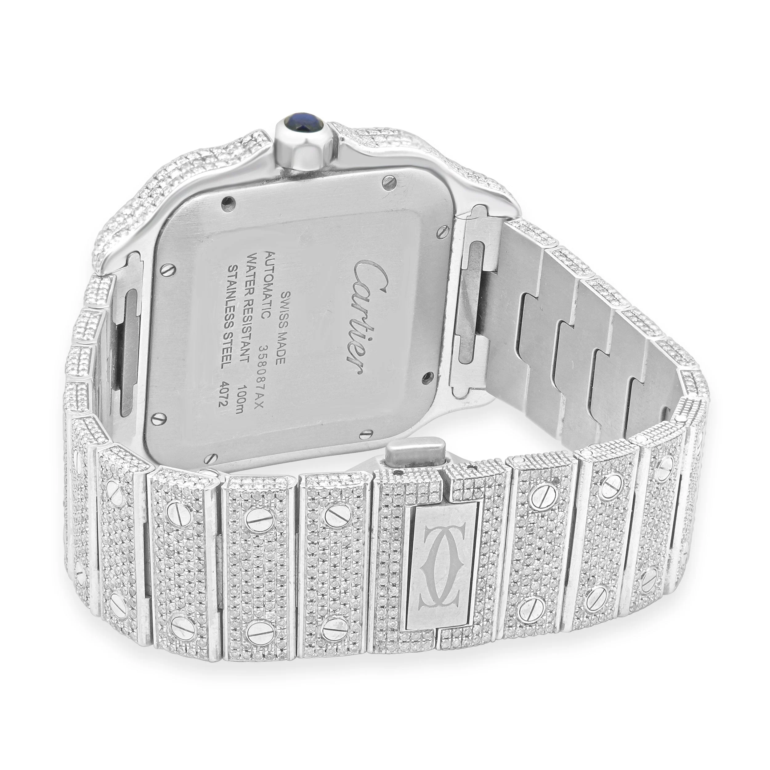 Cartier Stainless Steel Custom "Iced Out" Santos de Cartier Large 39.8mm - Image 3