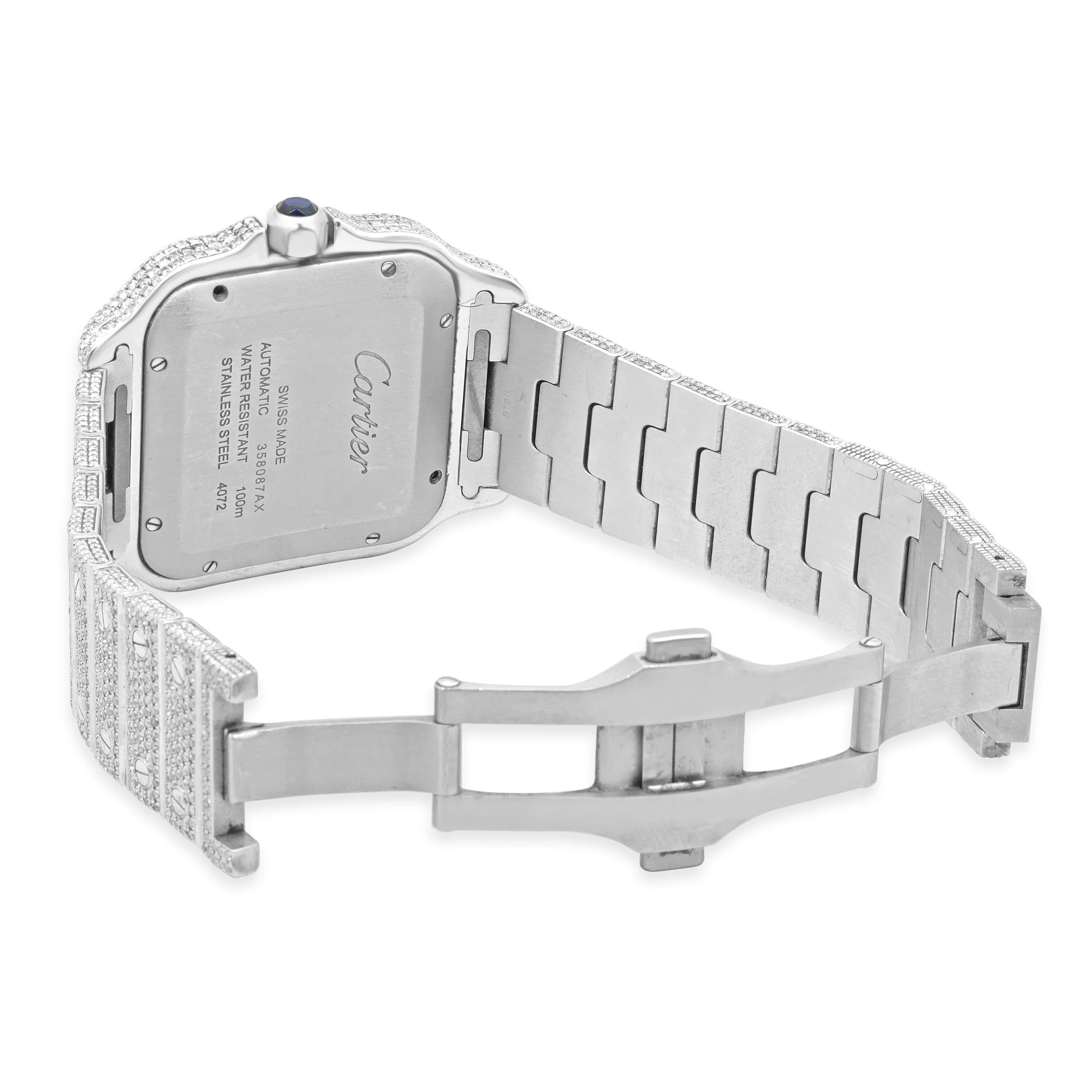 Cartier Stainless Steel Custom "Iced Out" Santos de Cartier Large 39.8mm - Image 4