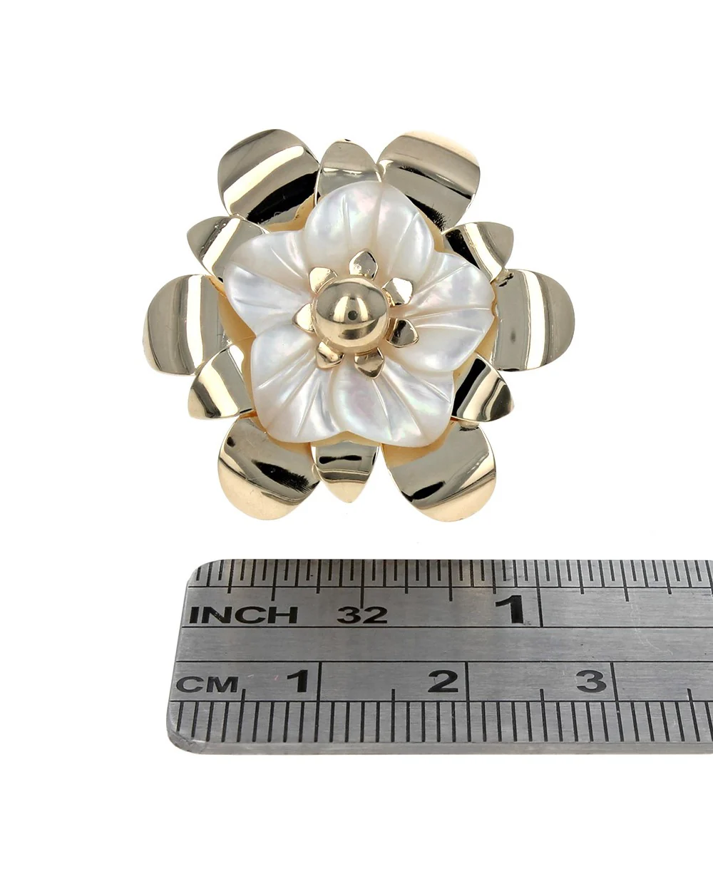 Carved Mother of Pearl Floral Ring - Image 3
