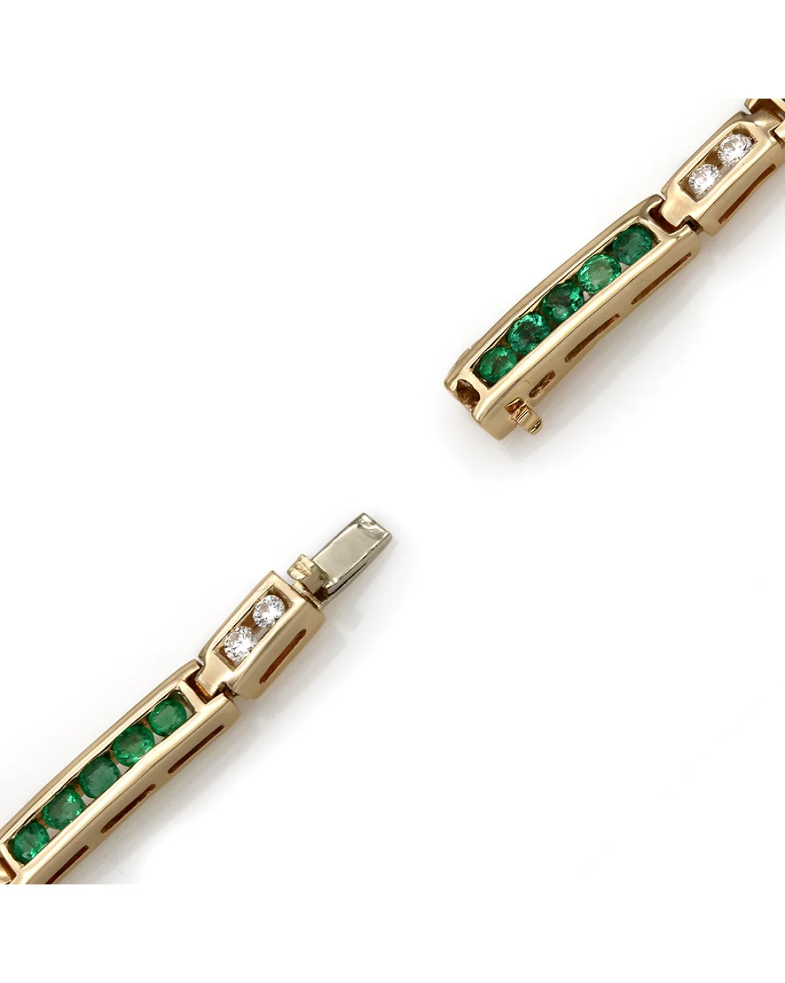 Channel Set Emerald and Diamond Inline Bracelet - Image 2