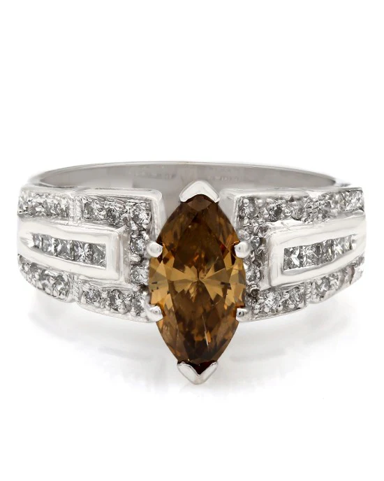 Cognac Marquise Diamond Solitaire Ring - Image 2
