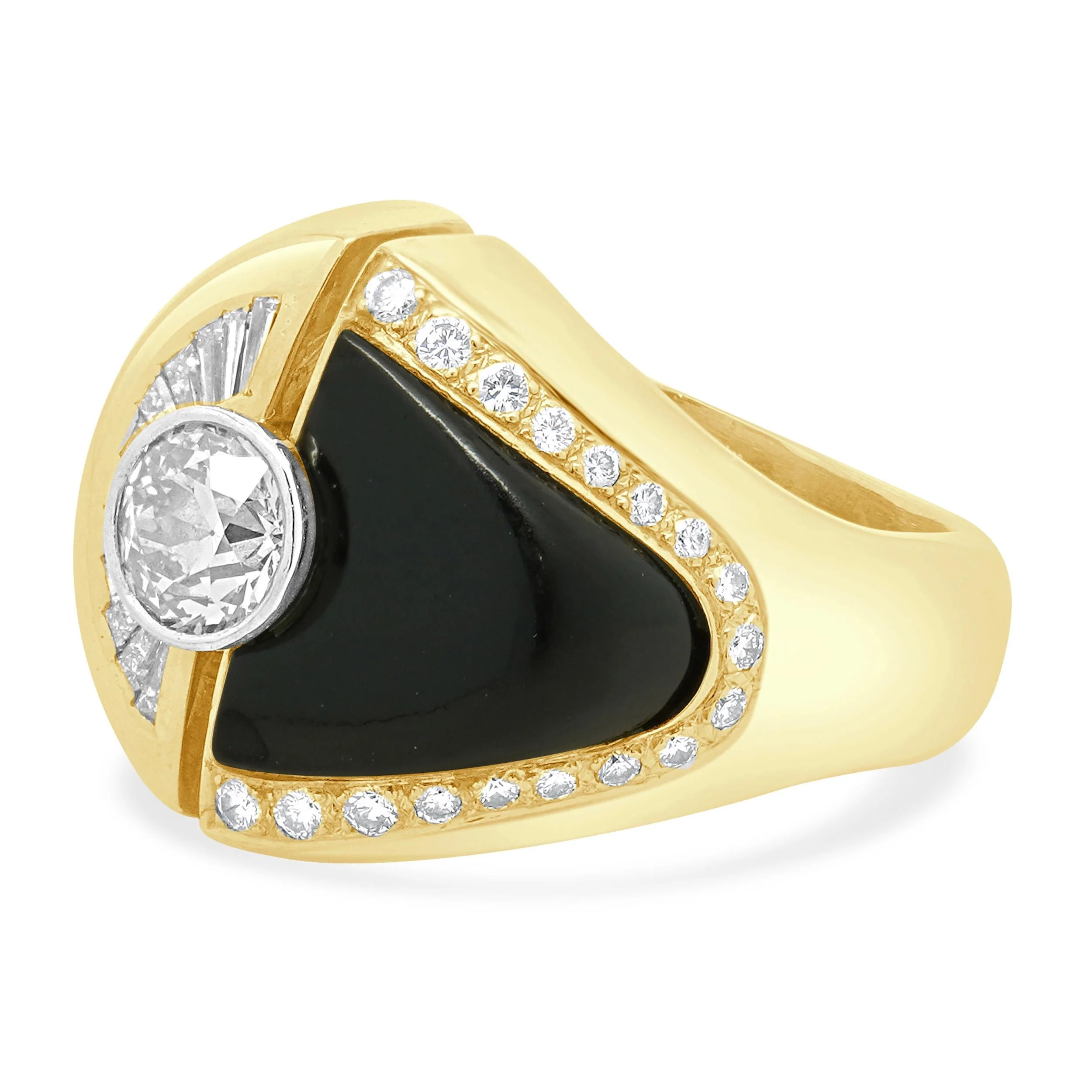 Cornelis Hollander 18K Yellow Gold Diamond and Onyx Men’s Ring - Image 3