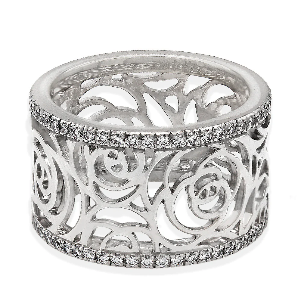Cut Out Diamond Edge Band in White Gold - Image 2