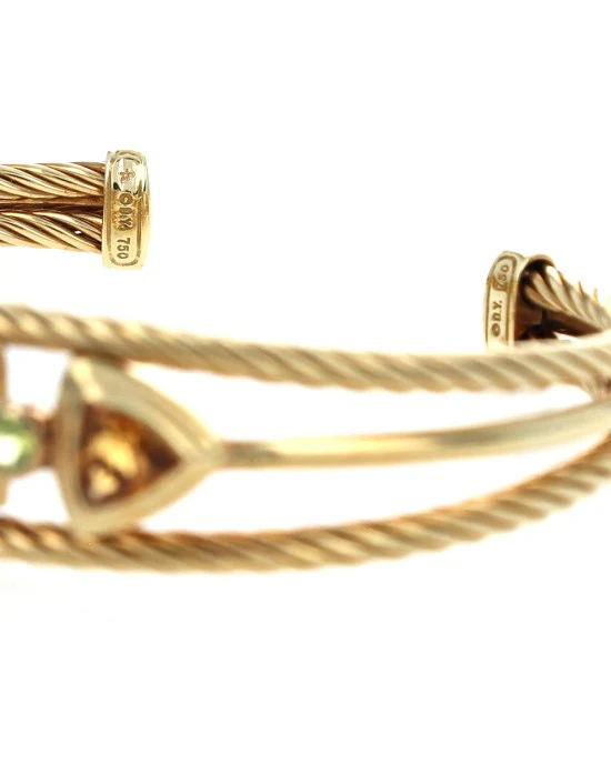 18K Yellow Gold David Yurman Confetti Garnet Citrine and Peridot Cuff Bracelet - Image 3