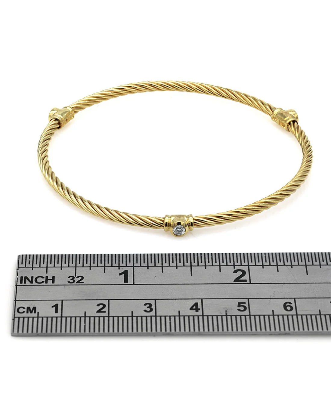 David Yurman Diamond Station Twisted Bangle - Image 3