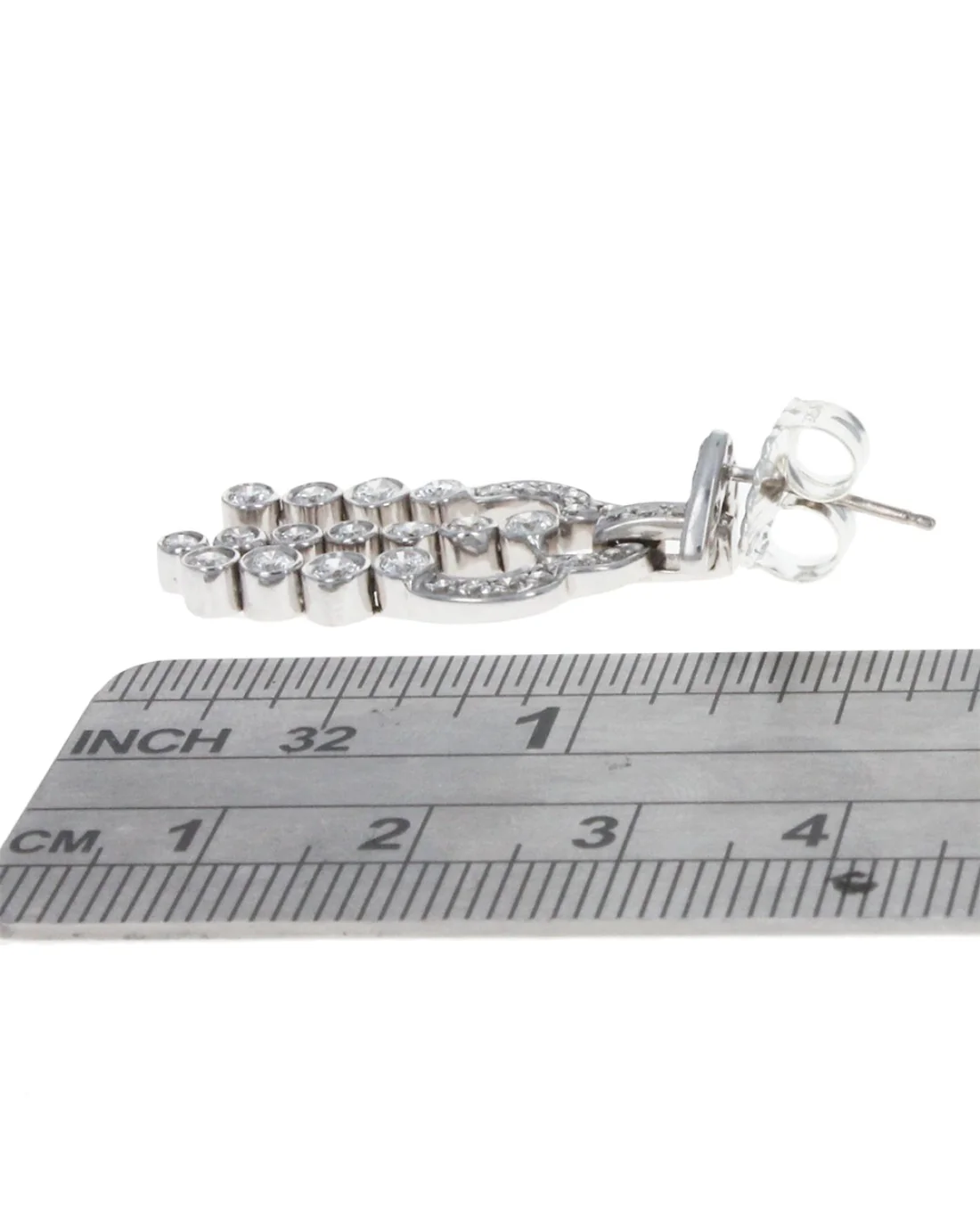 Diamond 3 Row Dangle Earrings - Image 3