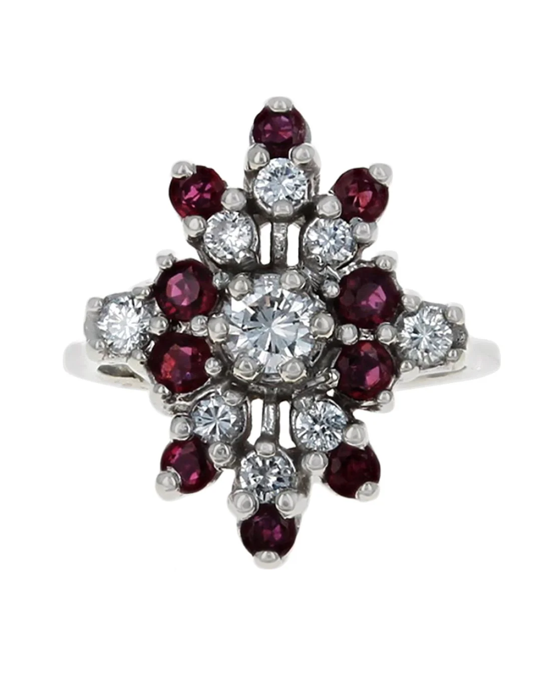 Diamond and Ruby Cluster Ring - Image 2