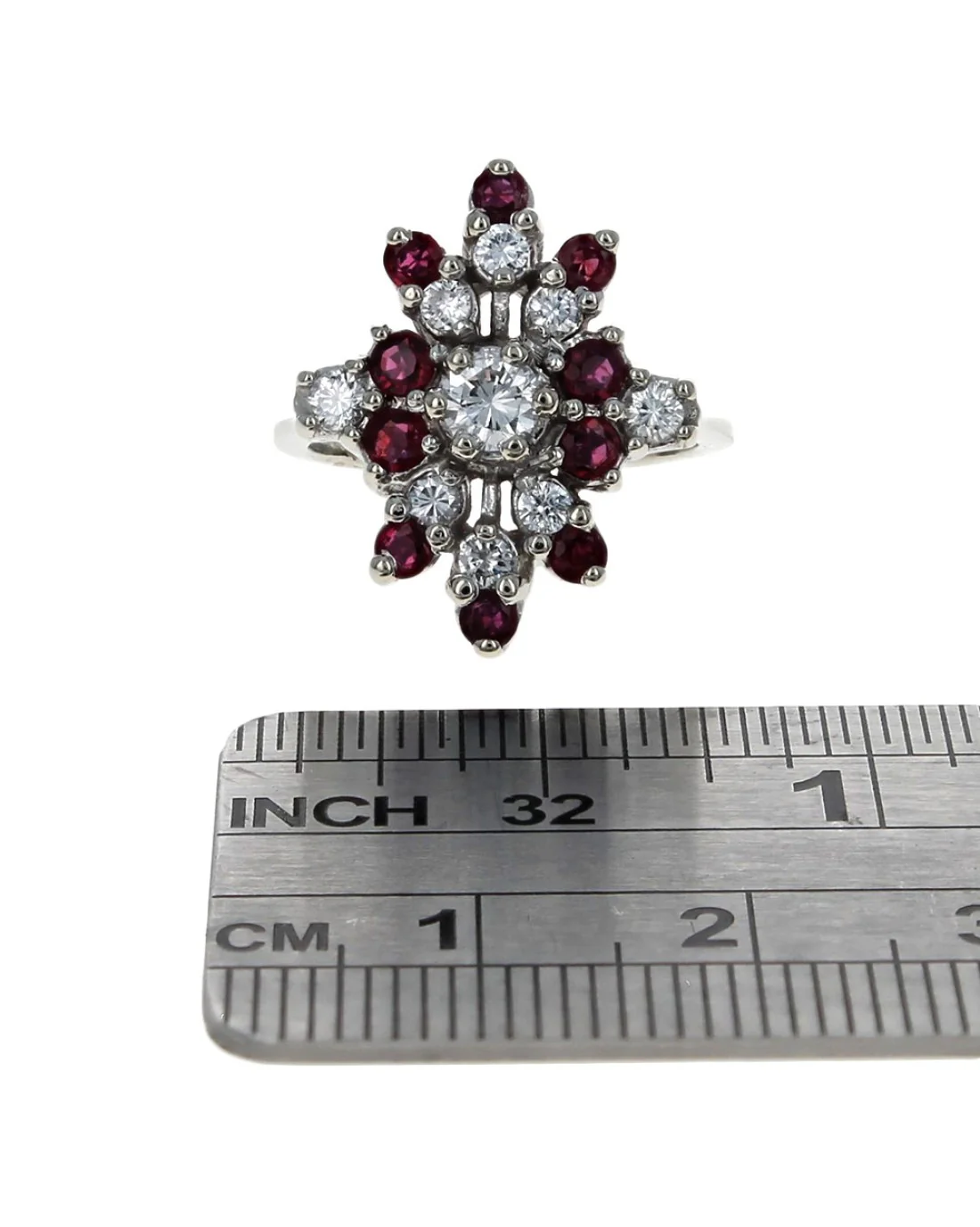 Diamond and Ruby Cluster Ring - Image 3