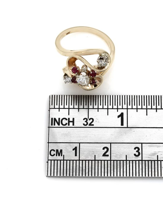 Diamond and Ruby Swirl Ring - Image 3