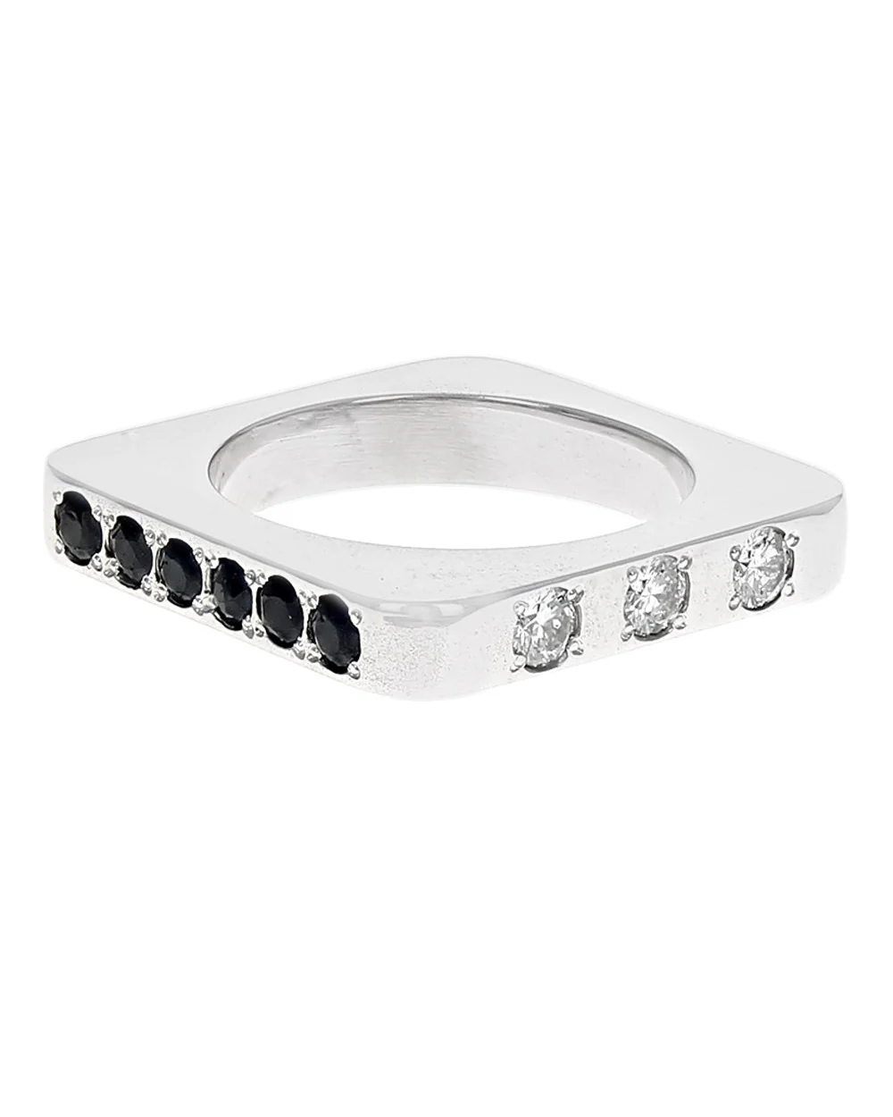 Diamond and Sapphire Square Stack Band - Image 2